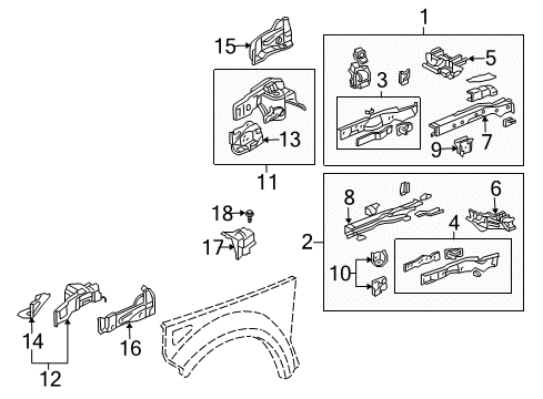 2008 Honda Element Structural Components & Rails Bolt-Washer (8X20) Diagram for 90105-SV1-000