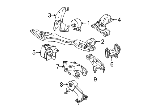 2009 Chrysler Town & Country Engine & Trans Mounting Bracket-Engine Mount Diagram for 4721908AC