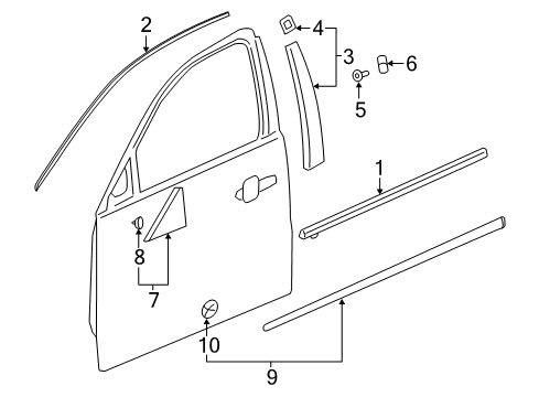 2017 Buick LaCrosse Exterior Trim - Front Door Body Side Molding Clip Diagram for 11612150