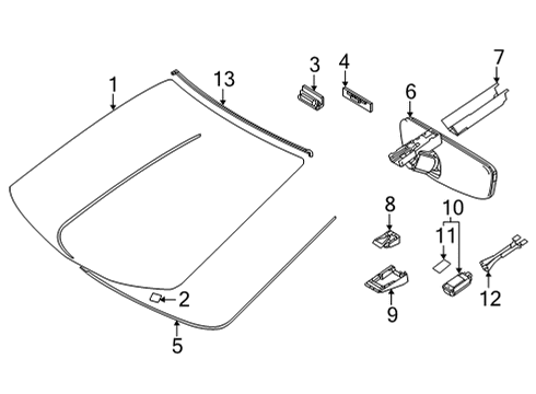 2017 Toyota Mirai Glass, Reveal Moldings Mirror Inside Cover Diagram for 87818-0W050