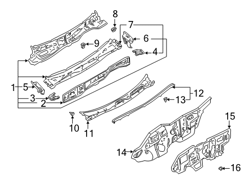 2000 Infiniti I30 Cowl Brace-Cowl Top Side, RH Diagram for 66324-2Y900