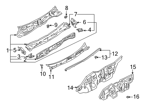 2004 Infiniti I35 Cowl Cowl Top-Center Diagram for 66318-4Y900