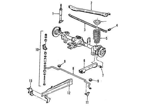 1996 Pontiac Firebird Rear Axle Shaft, Lower Control Arm, Stabilizer Bar, Torque Arm, Suspension Components Bushings Diagram for 10261947