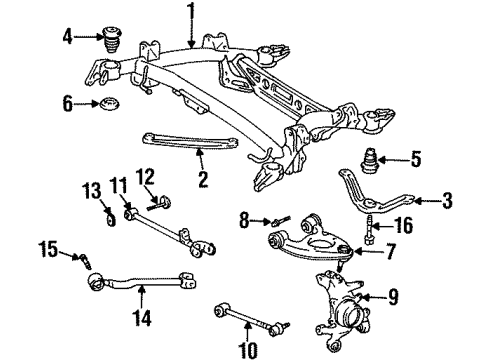 1997 Lexus LS400 Rear Suspension Components, Upper Control Arm, Ride Control, Stabilizer Bar Rear Suspension Control Arm Assembly, No.1 Right Diagram for 48710-50040