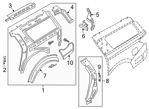 2021 Lincoln Navigator Inner Structure - Quarter Panel Pillar Reinforcement Diagram for JL1Z-4028408-A