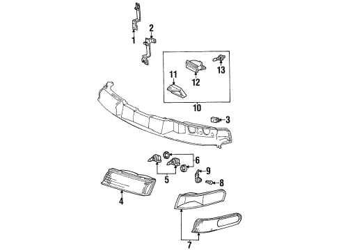 1996 Mercury Mystique Bulbs Composite Headlamp Diagram for F5RY13007B