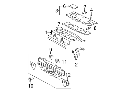 2011 Toyota Yaris Rear Body Package Tray Cover Clip Diagram for 90467-06020-B6