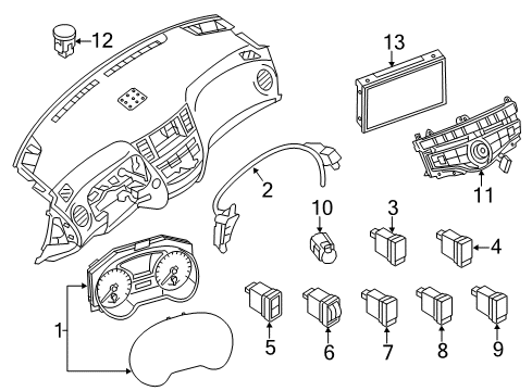 2015 Infiniti QX60 Ignition Lock Main Power Door Switch Assembly Diagram for 25268-3JA0A