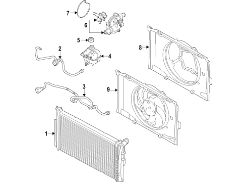 2017 BMW i3 Cooling System, Radiator, Water Pump, Cooling Fan Coolant Impeller With Shaft Diagram for 11518524797