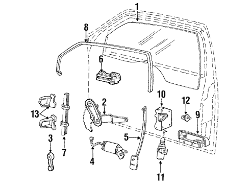 1990 Ford Tempo Rear Door Handle, Outside Diagram for E93Z6622405A