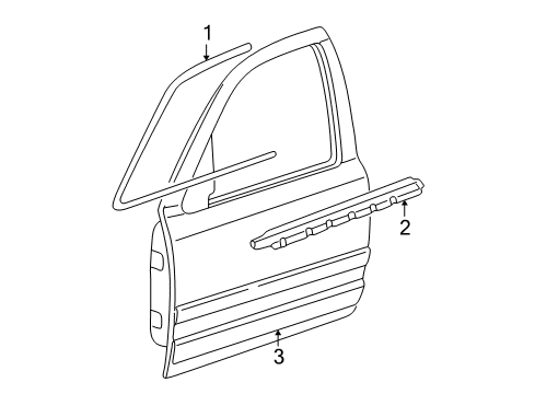 2003 Ford Crown Victoria Exterior Trim - Front Door Body Side Molding Diagram for 5W7Z-5420878-BPTM