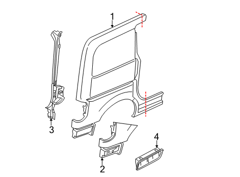 2021 Nissan NV200 Side Panel & Components Pillar-Back, Outer RH Diagram for G7610-3LMMC