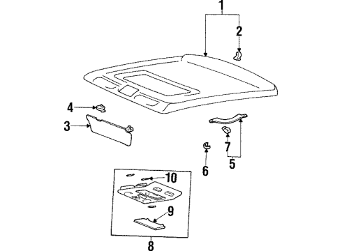 1997 Hyundai Sonata Interior Trim - Roof Room Lamp Assembly Diagram for 92800-34000-DI