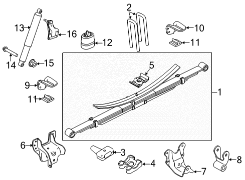 2015 Ford F-350 Super Duty Rear Suspension Components, Stabilizer Bar Shock Diagram for BC3Z-18125-A