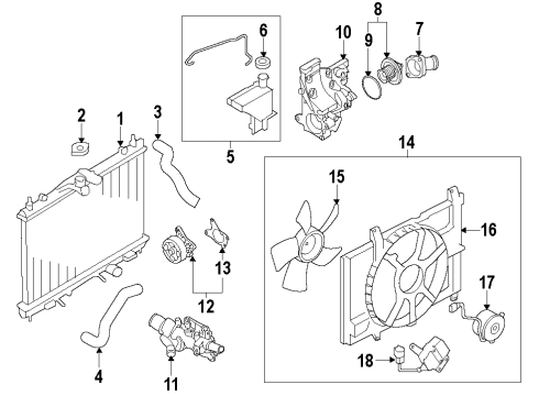 2012 Nissan Versa Cooling System, Radiator, Water Pump, Cooling Fan Pump Assembly Water Diagram for B1010-3LM0A
