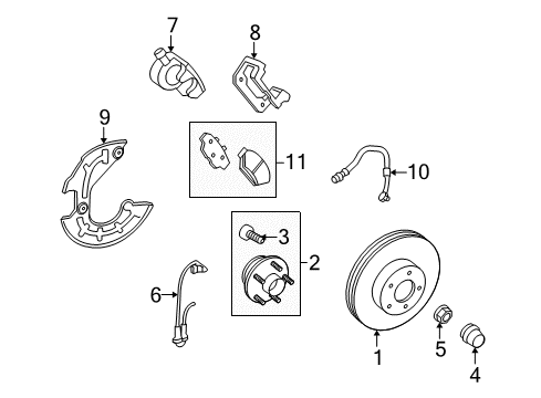 2011 Ford Mustang Anti-Lock Brakes Rotor Diagram for 7R3Z-1125-A