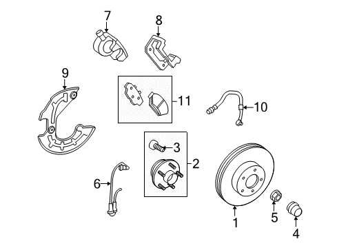 2011 Ford Mustang Anti-Lock Brakes Caliper Diagram for BR3Z-2B121-B