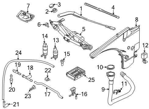 2012 BMW 135i Wiper & Washer Components Windshield Wiper Motor Diagram for 61617192963