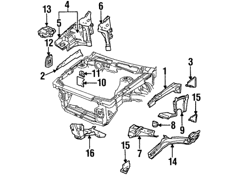 1993 Buick Skylark Structural Components & Rails Shield-Engine Splash Diagram for 22587198