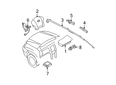 2007 Hyundai Tucson Air Bag Components Curtain Air Bag Module, LH Diagram for 85010-2E000