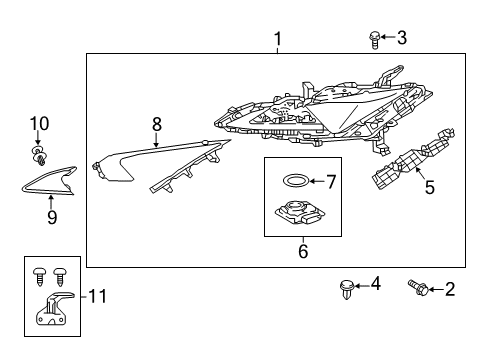 2022 Lexus LC500 Headlamp Components RIM, HEADLAMP, RH Diagram for 81116-11150