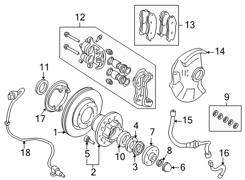 2003 Mitsubishi Montero Sport Anti-Lock Brakes Wheel Hub Bolt Diagram for MB301509
