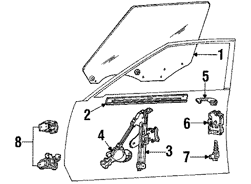 1985 Cadillac Seville Front Door - Glass & Hardware Lower Hinge Diagram for 20113895
