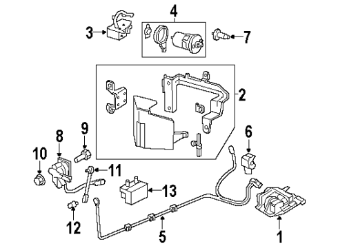 2002 Oldsmobile Aurora Anti-Lock Brakes Compressor Asm, Auto Level Control Air Diagram for 12494811
