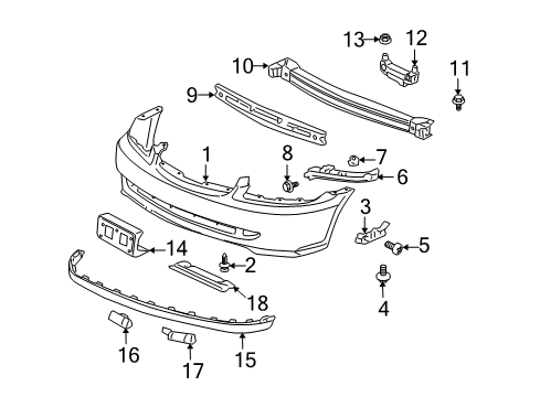 2004 Honda Civic Front Bumper Absorber, FR. Bumper Diagram for 71170-S5A-A21