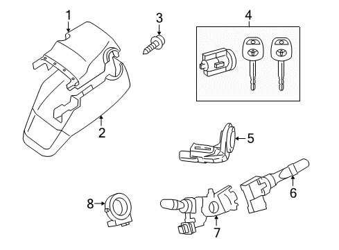2019 Toyota Sequoia Anti-Theft Components Cylinder & Keys Diagram for 69057-0C080