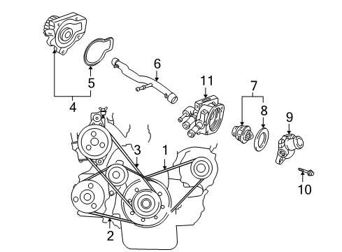 2001 Acura Integra Water Pump, Belts & Pulleys Belt, Power Steering Pump Diagram for 56992-P72-505