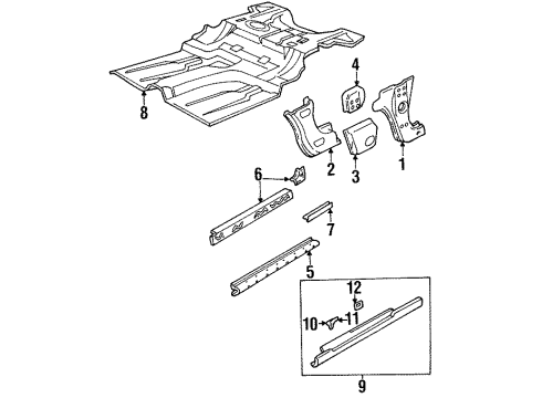 1999 Buick Riviera Hinge Pillar, Rocker Panel, Exterior Trim, Floor Retainer, Rocker Panel Molding Diagram for 16616546