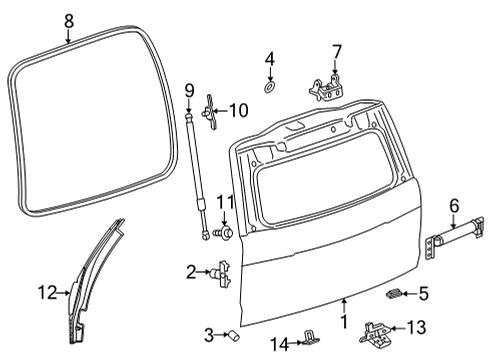 2022 Chevrolet Tahoe Gate & Hardware Support Cylinder Diagram for 84827800