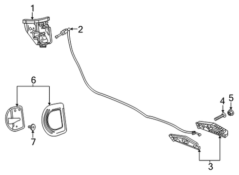 2021 Chevrolet Corvette Lock & Hardware Handle, Inside Diagram for 84890757