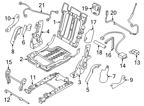 2013 Nissan Quest Third Row Seats Frame Assembly-D DEAT Cushion Diagram for 89381-1JA0D