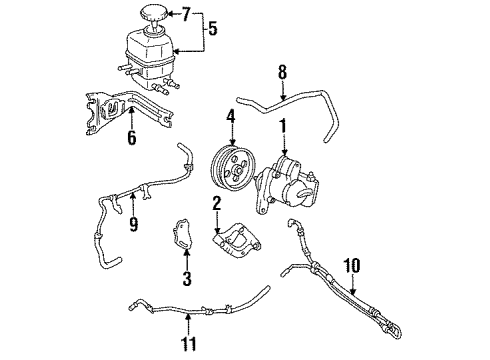 1995 Toyota Camry P/S Pump & Hoses, Steering Gear & Linkage Reservoir Hose Diagram for 44348-33070