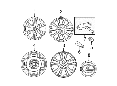 2008 Lexus IS350 Wheels, Covers & Trim Alloy Wheels, Center Cap Diagram for 42603-30590