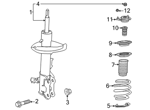 2022 Toyota Highlander Struts & Components - Front Strut Diagram for 48520-8Z287