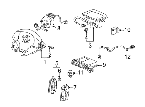 2002 Acura RSX Air Bag Components Sensor Assembly, Right Front Side Diagram for 77930-S6M-A81