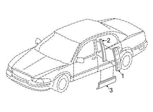 1999 Buick Park Avenue Exterior Trim - Rear Door Body Side Molding Diagram for 12374668