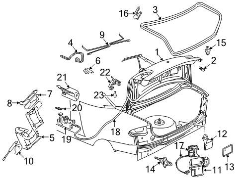 1996 Pontiac Sunfire Trunk Lid Actuator Diagram for 22621087