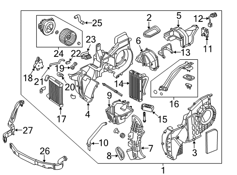 2019 Hyundai Santa Fe XL Auxiliary Heater & A/C Core Assembly-Heater Diagram for 97926-B8000