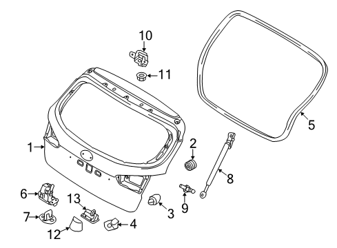 2017 Kia Forte5 Trunk Trunk Key Sub Set Diagram for 81250A7A00