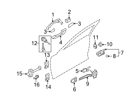 2007 Hyundai Azera Front Door Bracket-Front Outside Handle Support Diagram for 82495-3L000