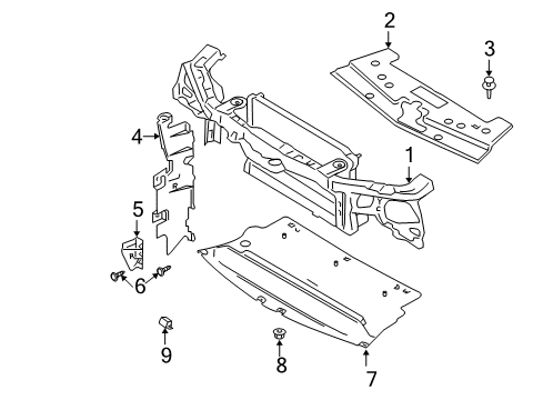 2007 Ford Mustang Radiator Support Radiator Support Diagram for 5R3Z-16138-AA
