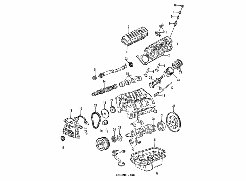 1993 Oldsmobile Silhouette Engine Parts, Mounts, Cylinder Head & Valves, Camshaft & Timing, Oil Pan, Oil Pump, Balance Shafts, Crankshaft & Bearings, Pistons, Rings & Bearings Mount Insulator Diagram for 17983984