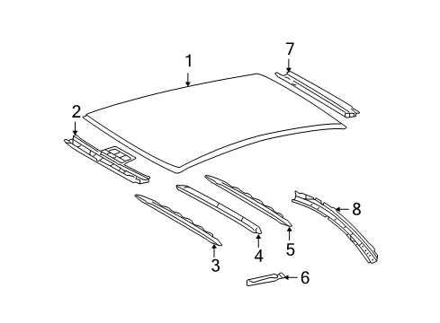 2004 Toyota Solara Roof & Components Side Rail Diagram for 61201-AA010