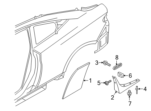 2021 INFINITI Q60 Exterior Trim - Quarter Panel Rivet Diagram for 68399-5CA0A