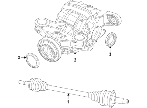 2020 Ford Police Interceptor Utility Rear Axle, Drive Axles, Propeller Shaft Drive Shaft Diagram for L1MZ-4R602-W