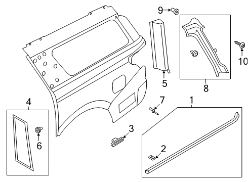 2019 Lincoln Navigator Exterior Trim - Quarter Panel Inner Molding Diagram for JL1Z-7845140-AA